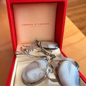 Carrera y Carrera Agate Jewelry Set – Ring & Drop Earrings – Sterling Silver